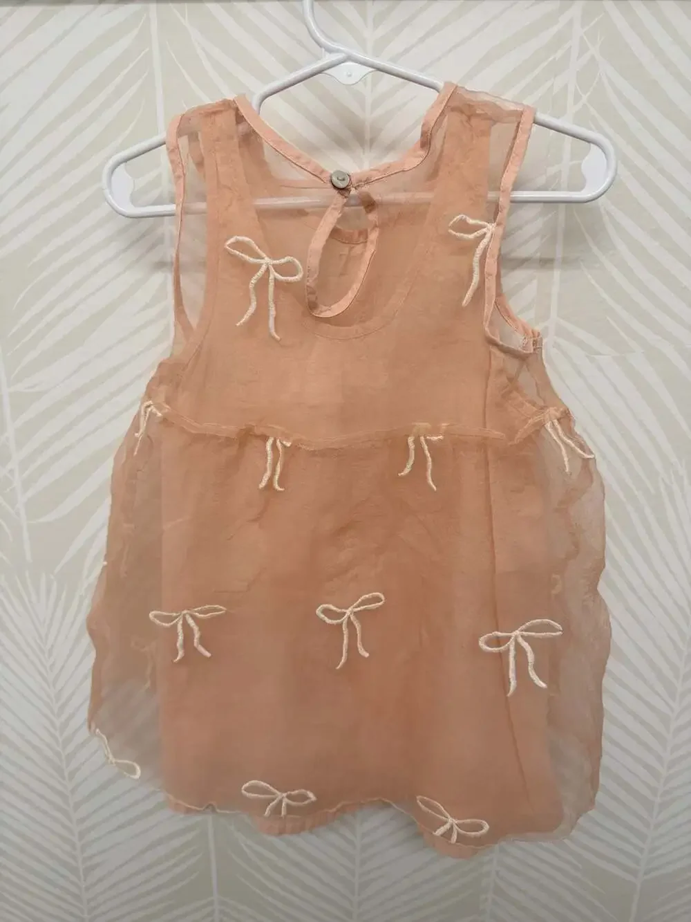 Zara Girls Pink Tulle Sleeveless Dress with Embroidered Bows 4t